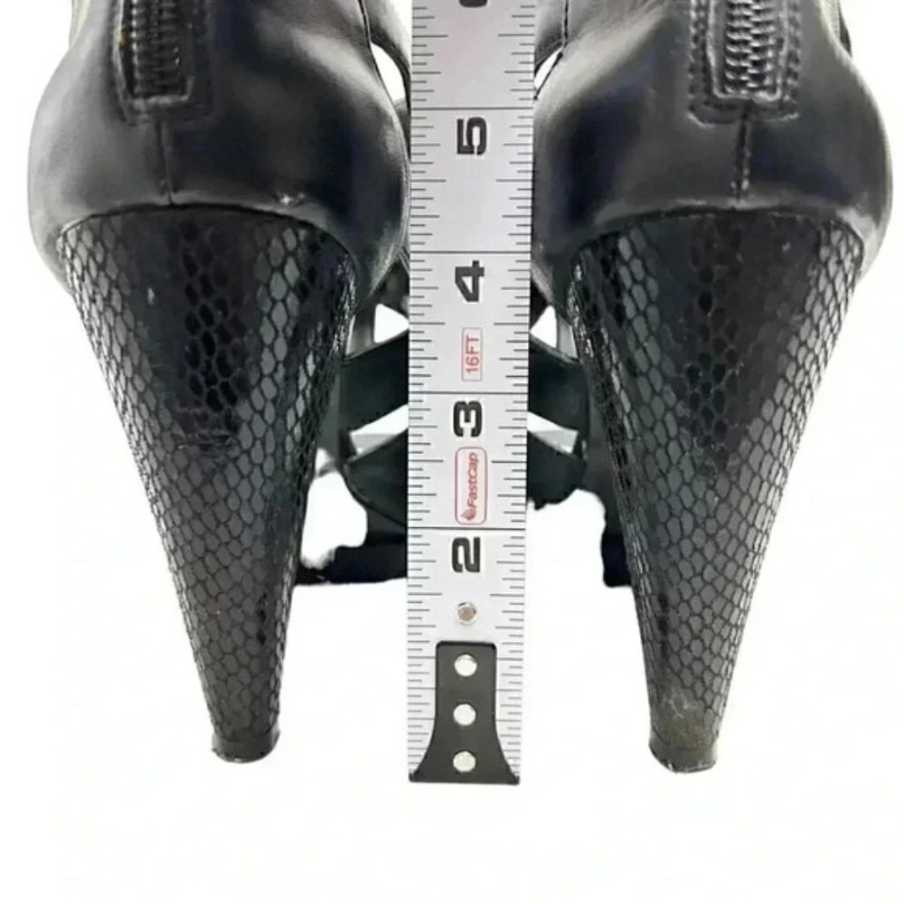 Expression Chunky Platform Caged High Heel Y2K Shoes Black Faux Leather Size 7 - Picture 9 of 16